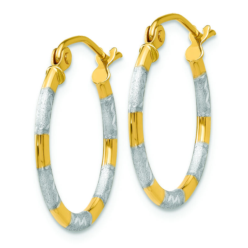 Two Tone Hoop Earrings in 14k Yellow Gold image number null